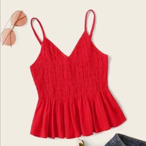 NWT Shein - Red V Neck Tank Top Stretch Back